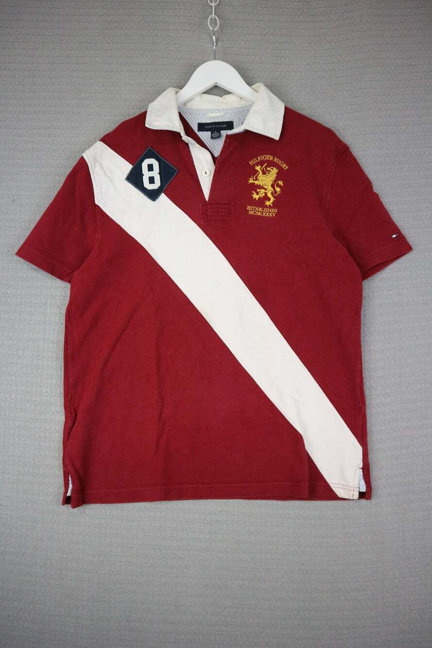 Tommy Hilfiger Rugby Polo 8 Mens Vintage Y2K Medium M Streetwear Prep